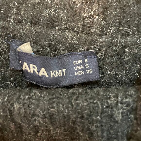 ZARA Knit Women’s Small Mock Neck Ribbed Sweater Gray Long Sleeve Wool Blend - Picture 7 of 10